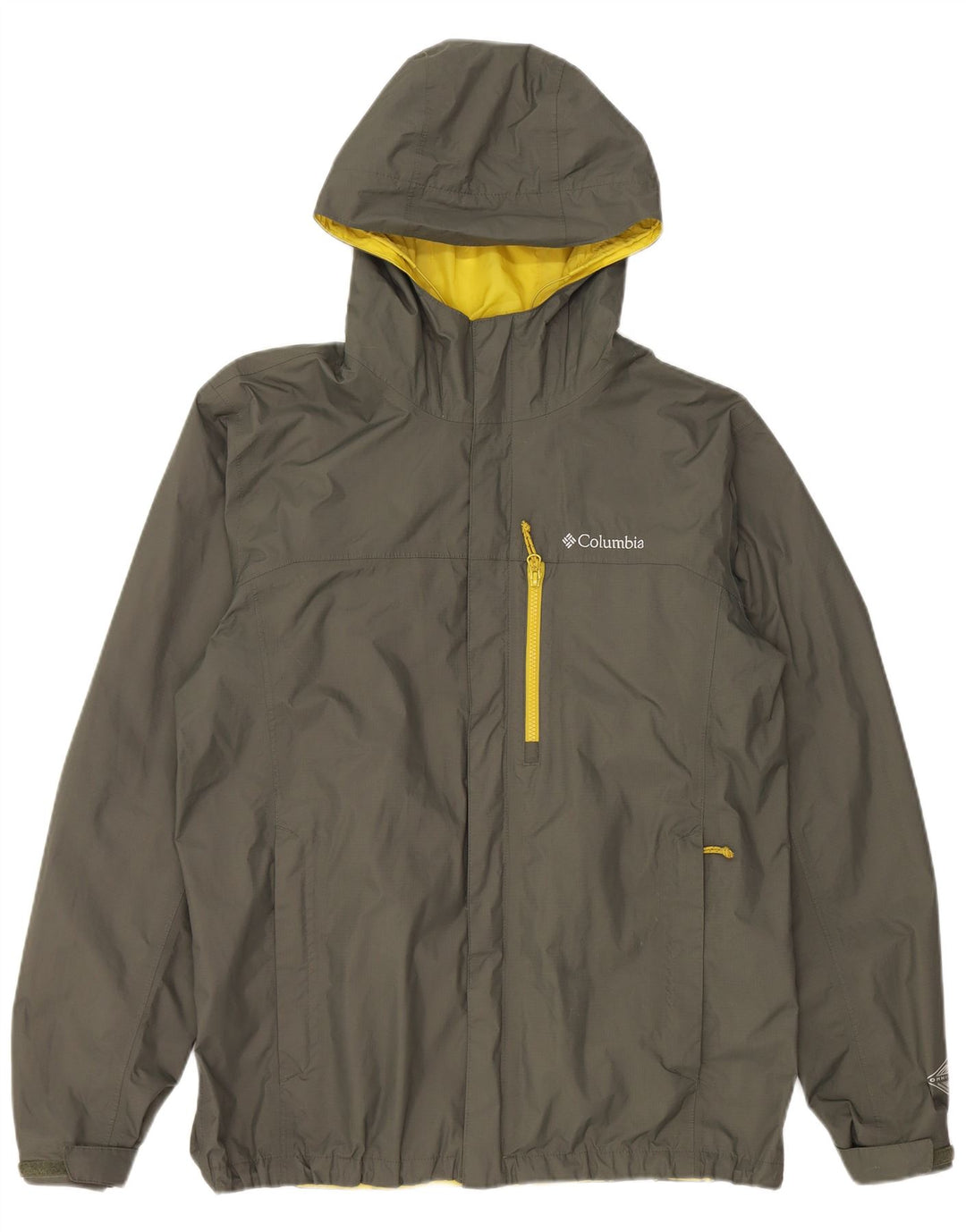 COLUMBIA Chaqueta impermeable con capucha Omni-Tech para hombre UK 40 Large Khaki Nylon