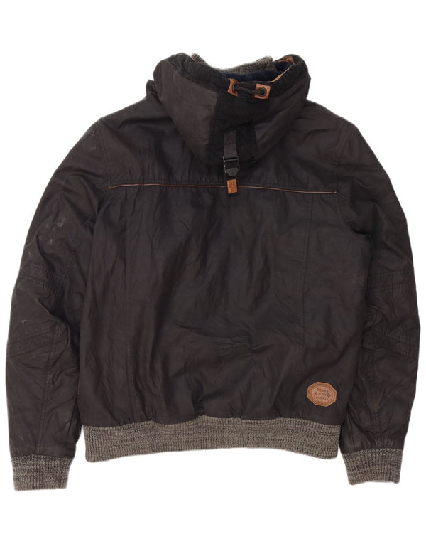 Naketano Chaqueta cortavientos bomber con capucha para hombre UK 42 XL Algodón negro