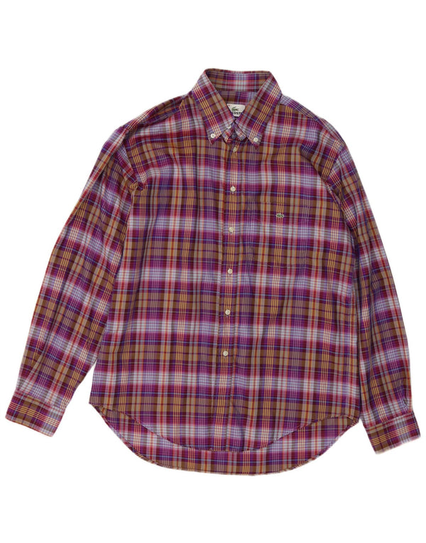 Camisa LACOSTE para hombre talla 40 mediana algodón a cuadros multicolor