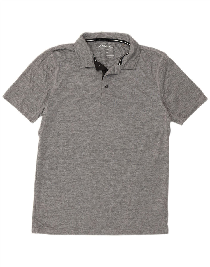 Calvin Klein Polo de golf para hombre pequeño poliéster moteado gris