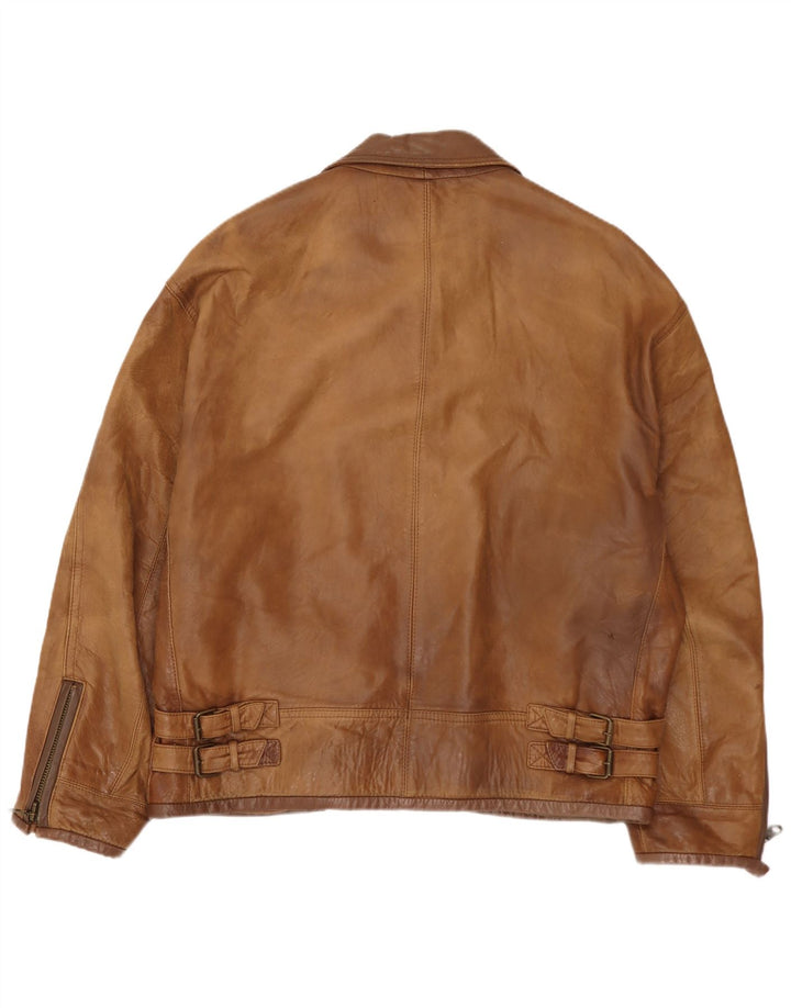 VINTAGE Chaqueta de cuero para hombre Reino Unido 42 XL Marrón