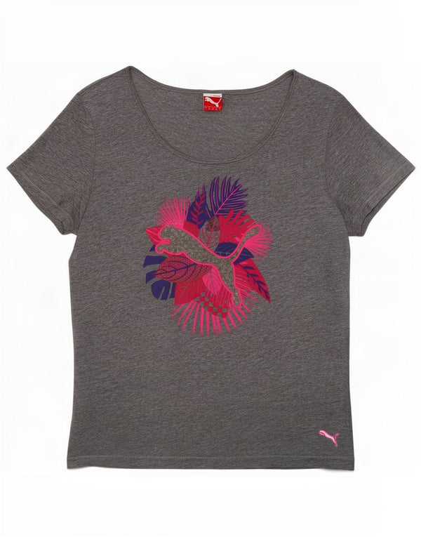 Puma Camiseta gráfica para mujer Top UK 12 Gris medio