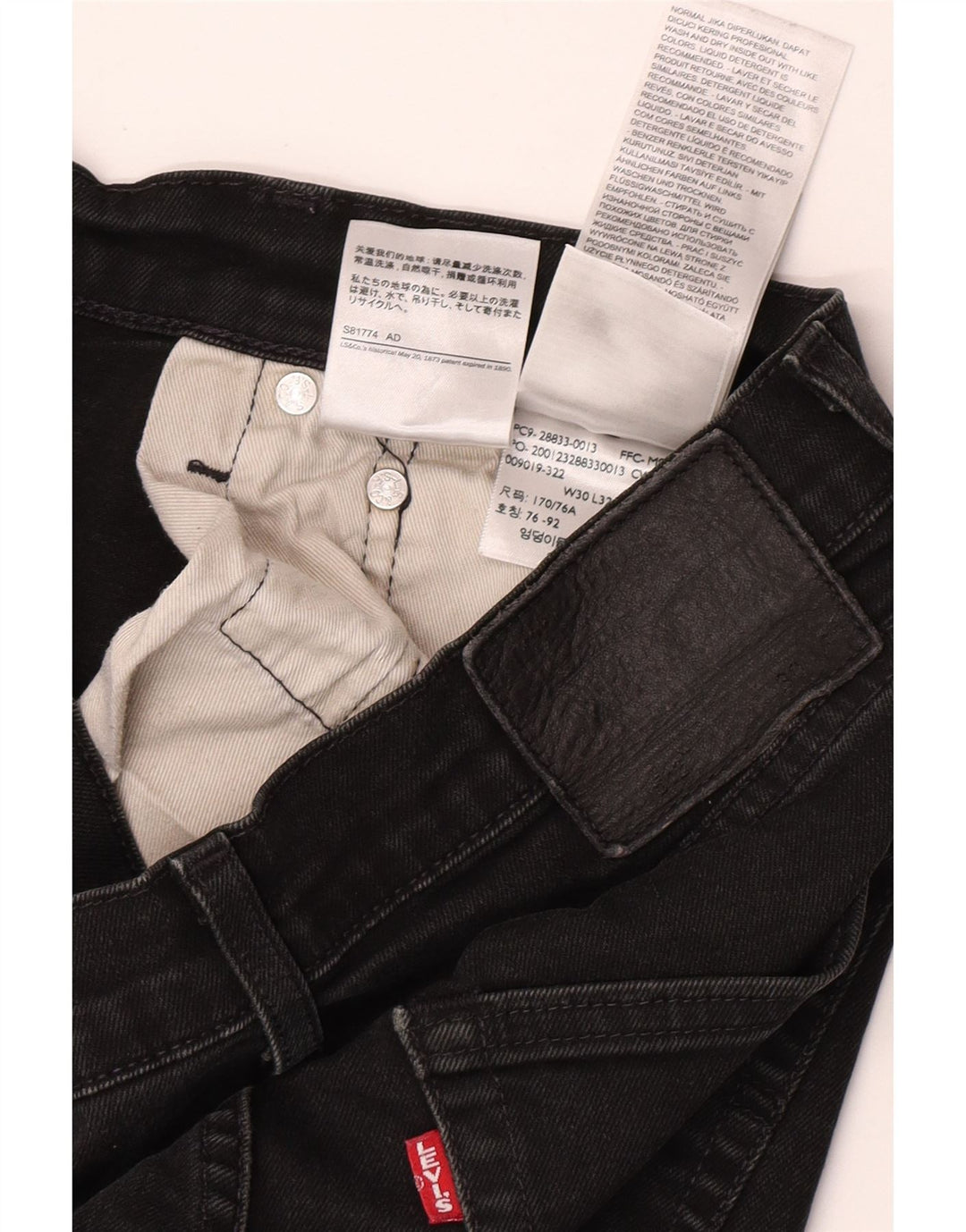 Vaqueros pitillo para hombre Levi's W30 L32 Algodón negro