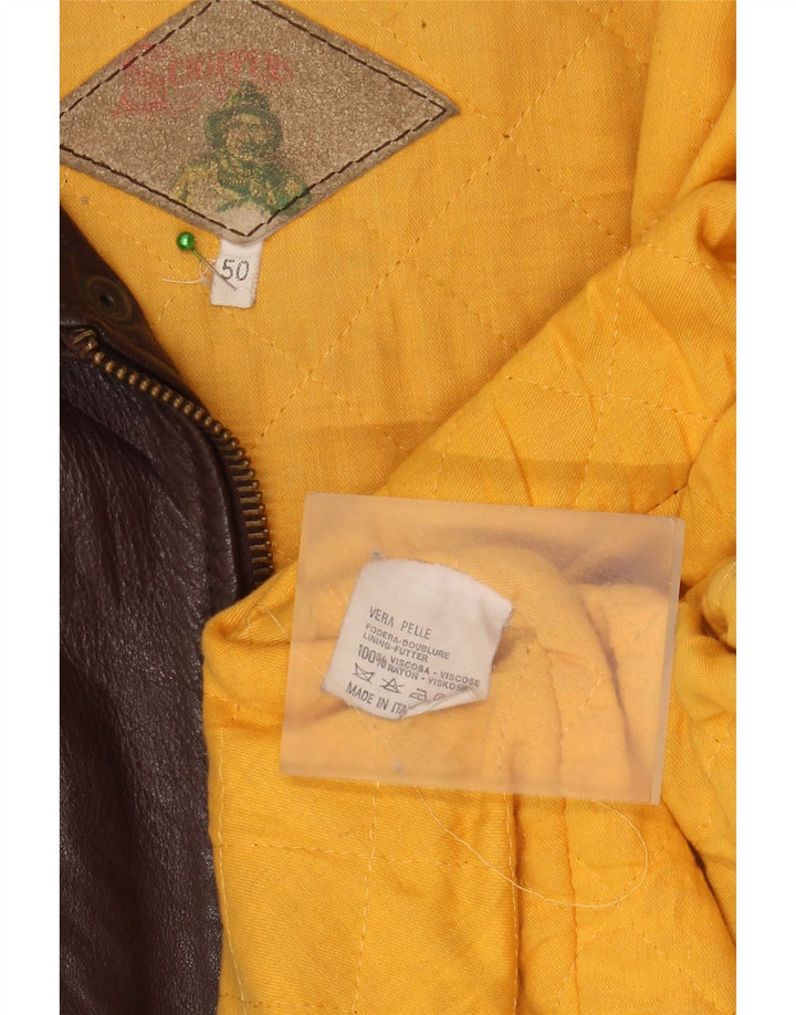 Chaqueta de cuero vintage para hombre IT 50 cuero marrón grande