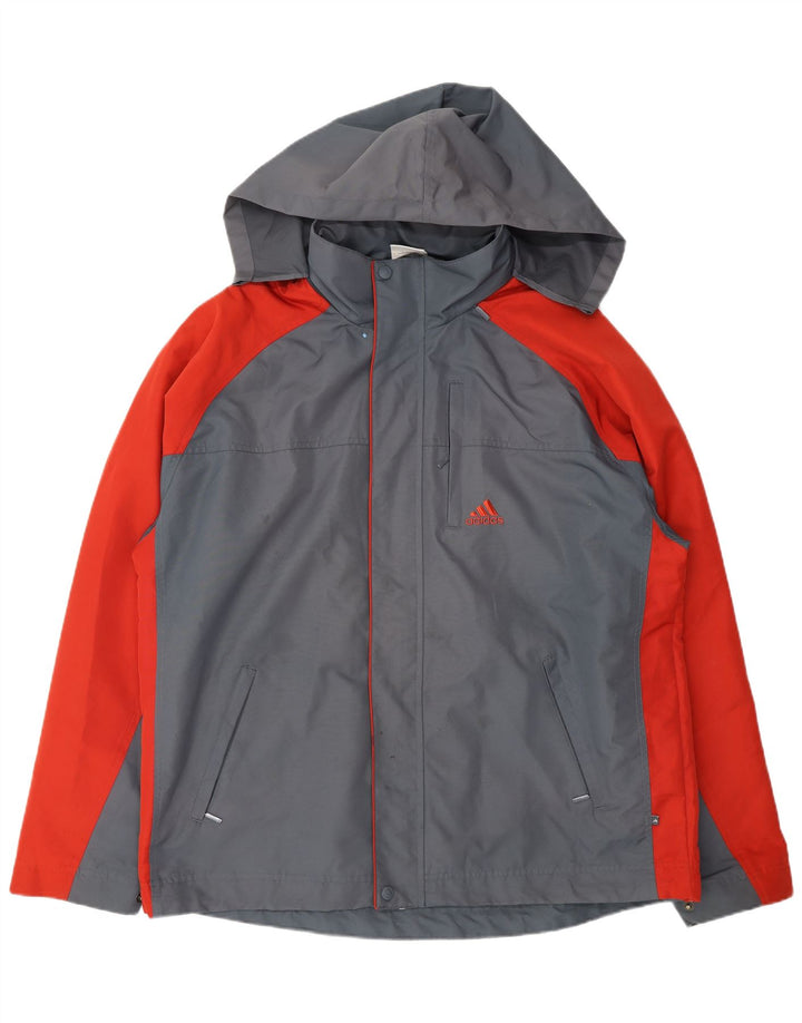 ADIDAS Chaqueta cortavientos con capucha para hombre Reino Unido 44/46 Grande Gris