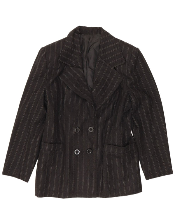 Vintage mujer chaqueta blazer de doble pecho IT 48 XL lana de rayas negras