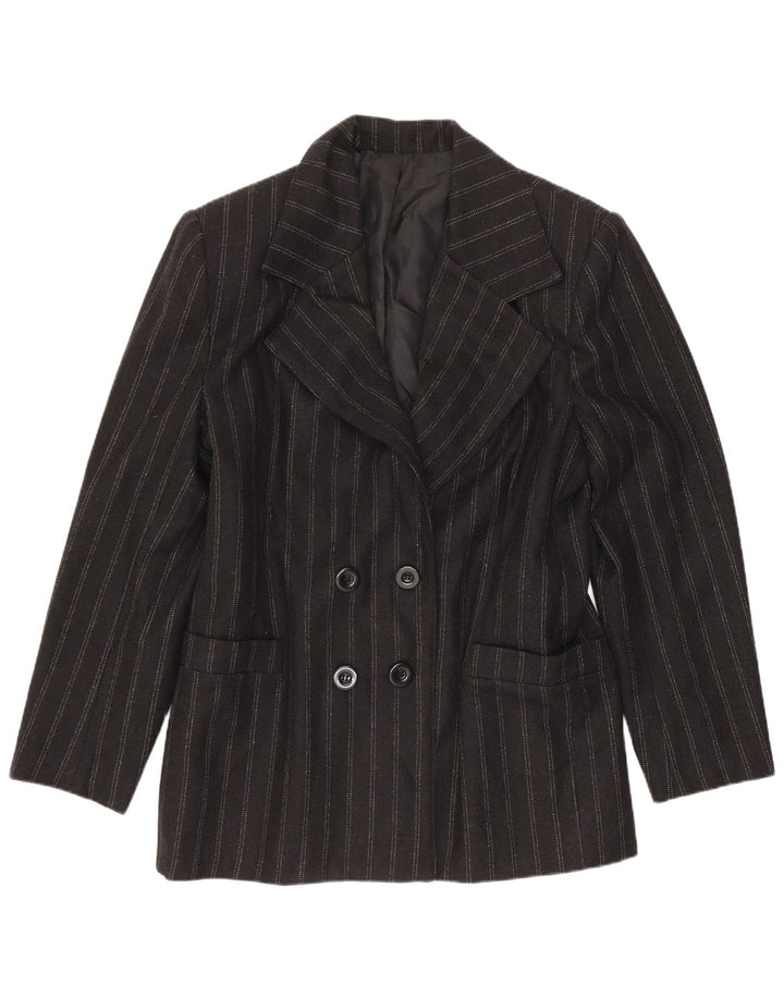 Vintage mujer chaqueta blazer de doble pecho IT 48 XL lana de rayas negras
