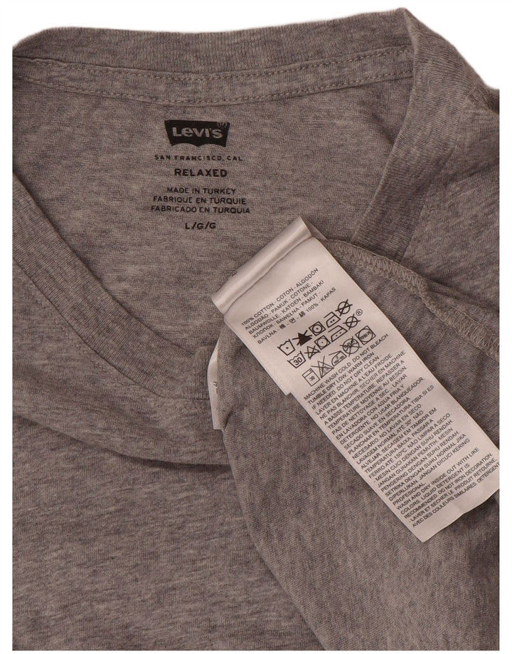 Levi's Camiseta holgada para hombre Top grande de algodón gris