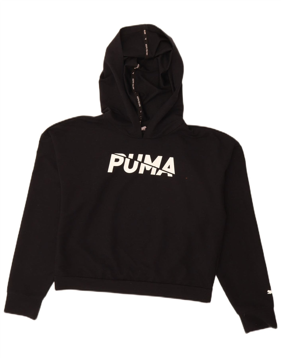 Puma Mujer Gráfico Oversize Sudadera con capucha Jumper UK 10 Pequeño Poliéster Negro