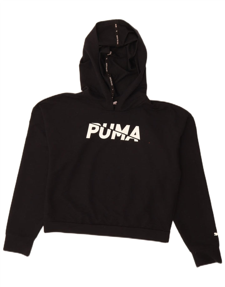 Puma Mujer Gráfico Oversize Sudadera con capucha Jumper UK 10 Pequeño Poliéster Negro