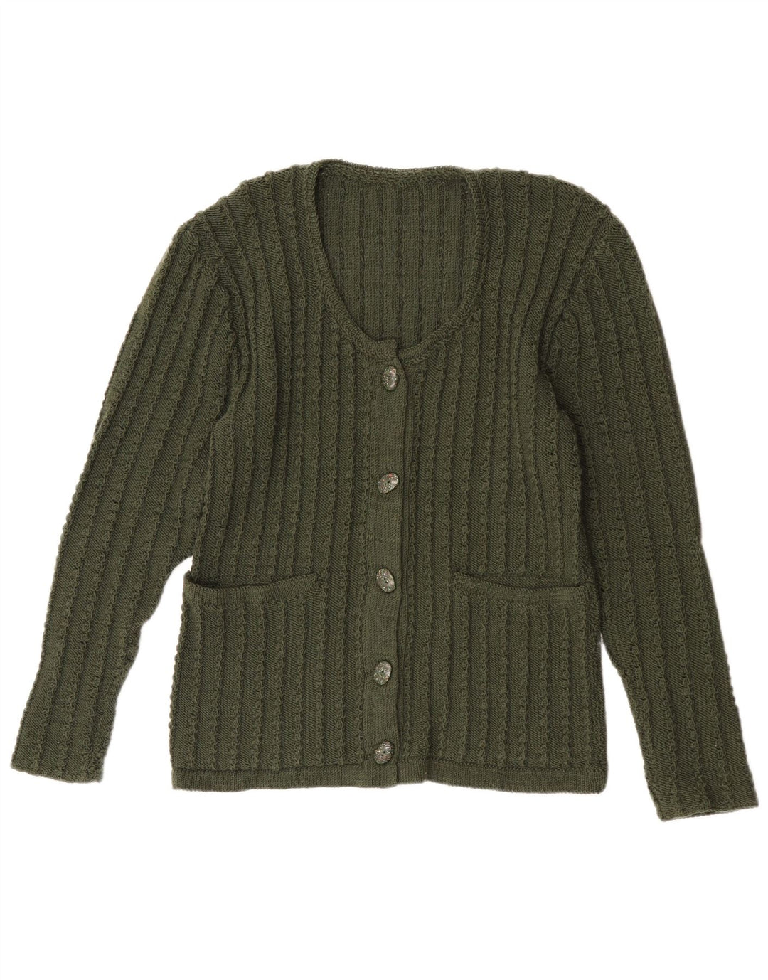 Vintage mujer Cardigan suéter Reino Unido 14 verde medio