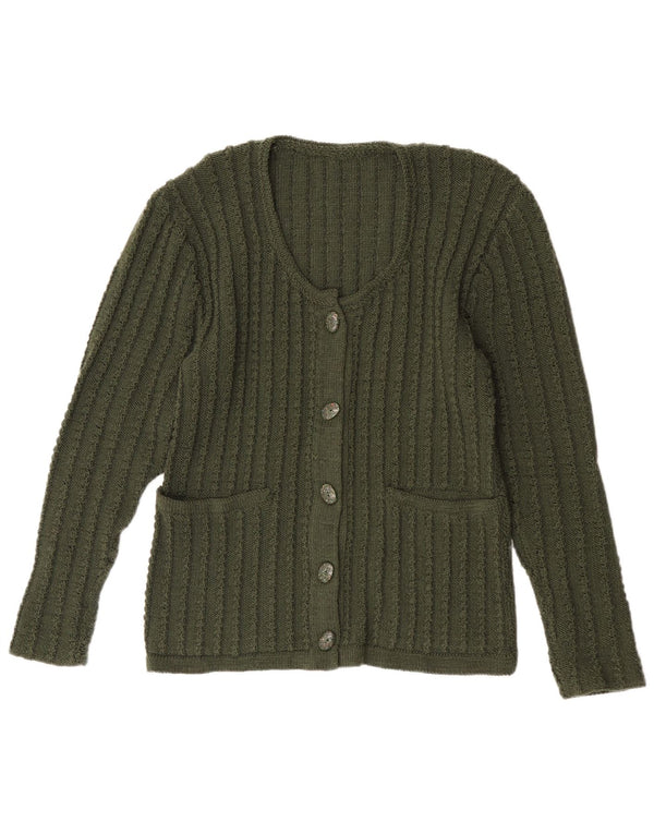Vintage mujer Cardigan suéter Reino Unido 14 verde medio