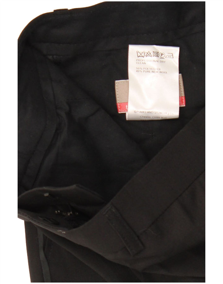 Marks & Spencer Pantalón de traje recto para hombre W32 L31 Poliéster negro