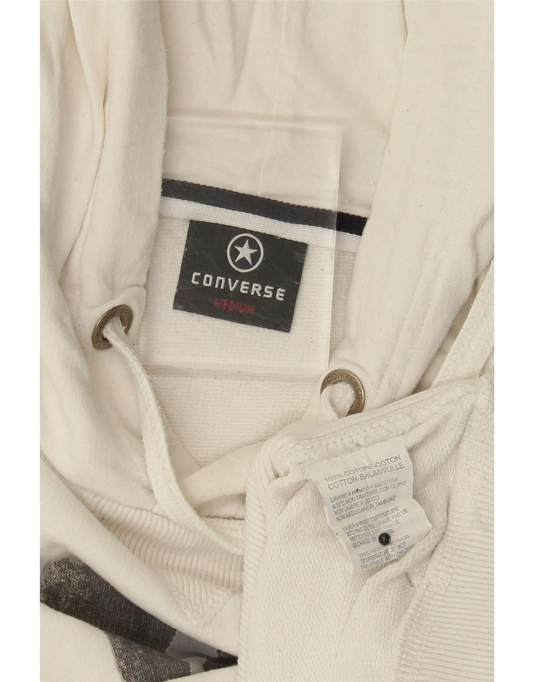 Converse Hombre Sudadera Con Capucha Gráfica Jersey De Algodón Blanco Mediano