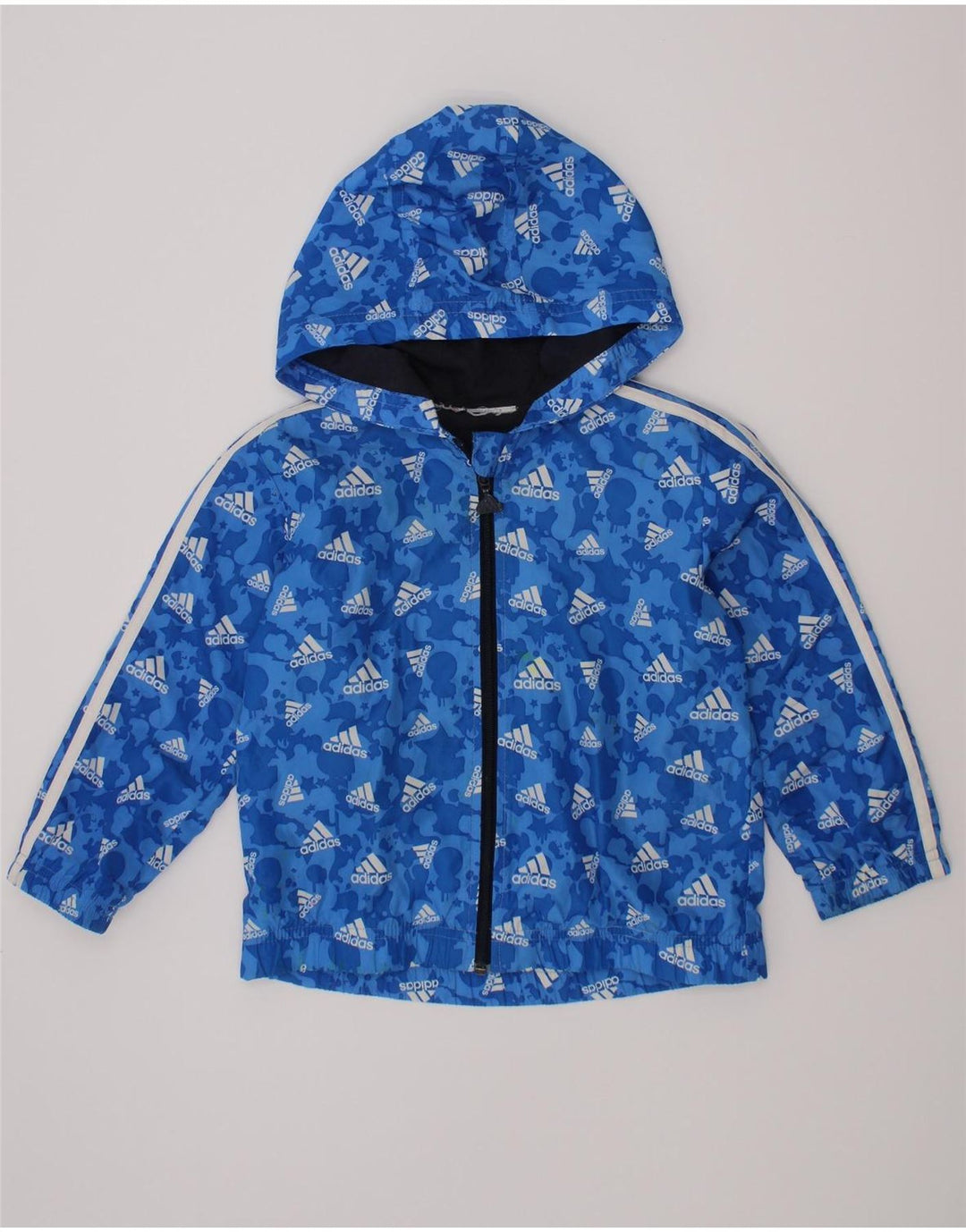 Adidas Chaqueta cortavientos con capucha para niños 2-3 años Azul Poliéster