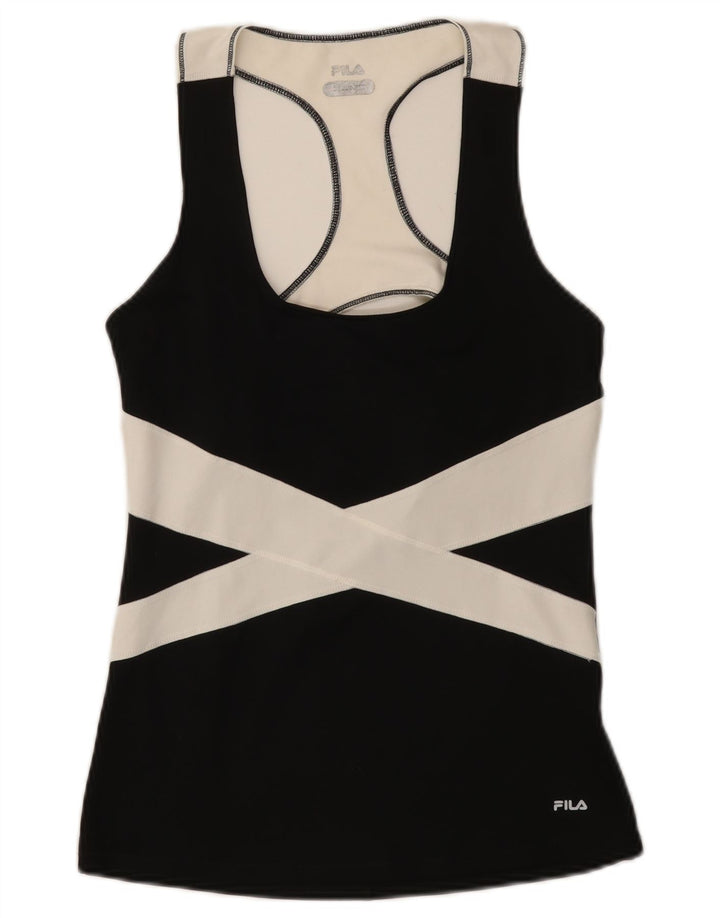 Fila Mujer Chaleco Top UK 40 Grande Negro Colorblock Poliéster