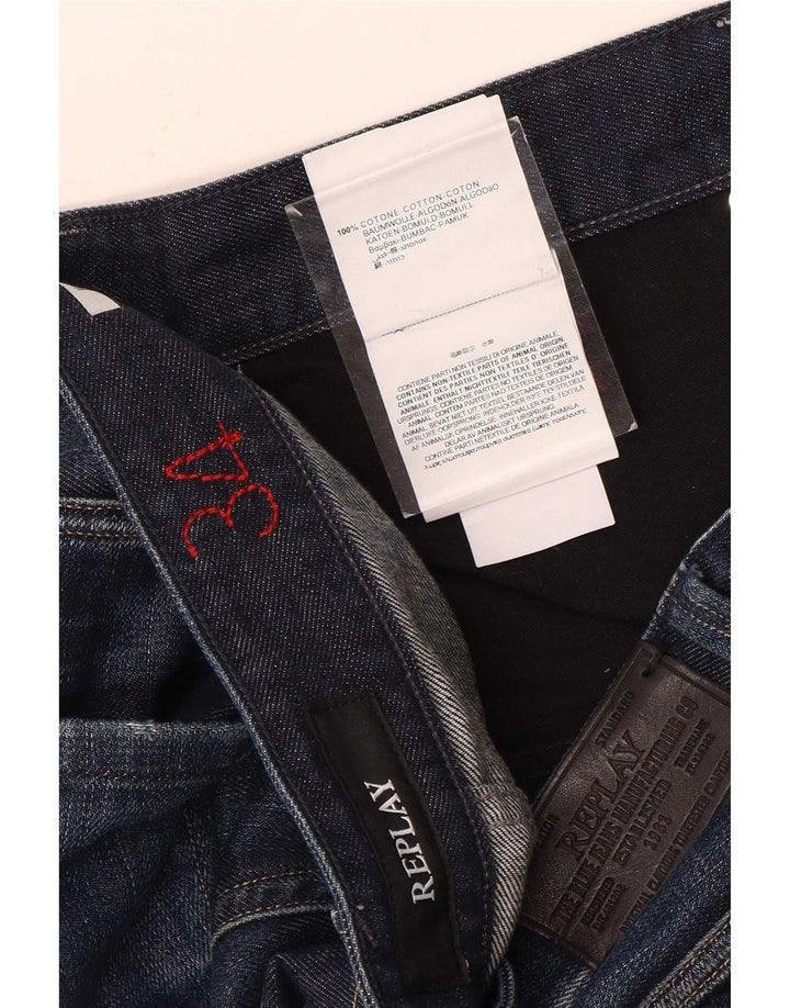 Replay Vaqueros rectos desgastados para hombre W34 L31 Algodón azul