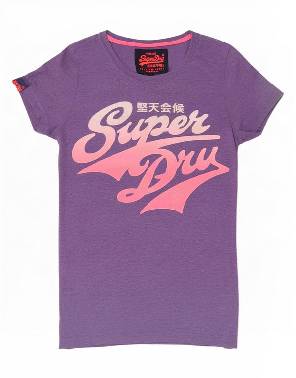 Superdry Camiseta gráfica para mujer Top UK 6 XS Poliéster morado