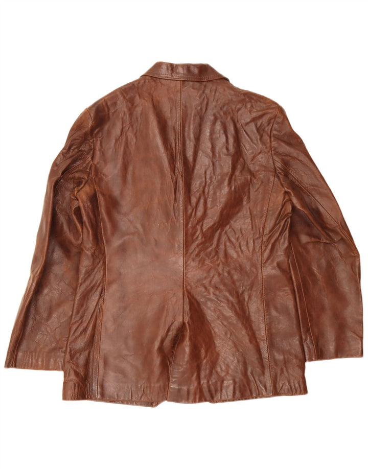 Vintage hombres 2 botones cuero Blazer chaqueta IT 44 XS cuero marrón