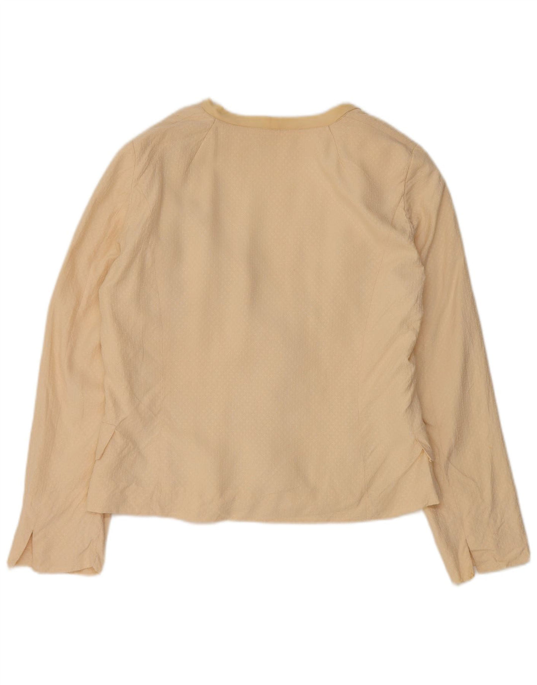 Vintage mujer 3 botones Blazer chaqueta Reino Unido 14 seda beige mediana