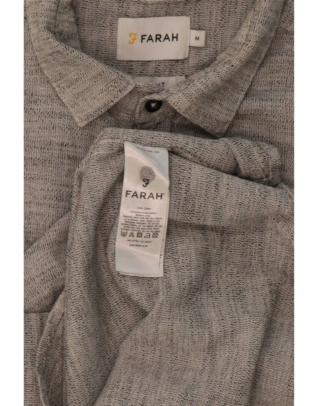 Farah Hombre Camisa De Algodón Moteado Gris Medio