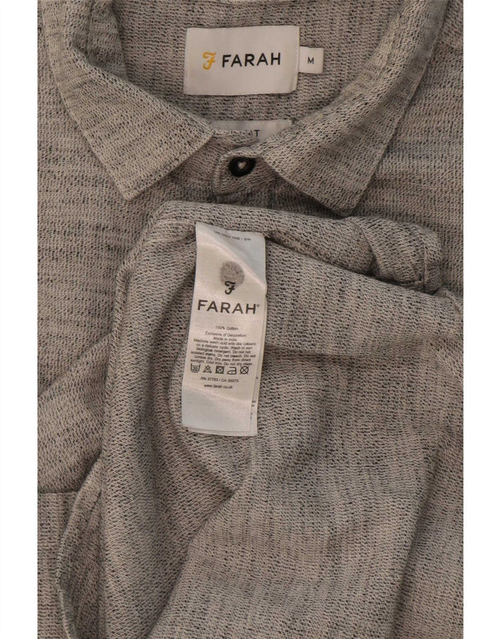 Farah Hombre Camisa De Algodón Moteado Gris Medio