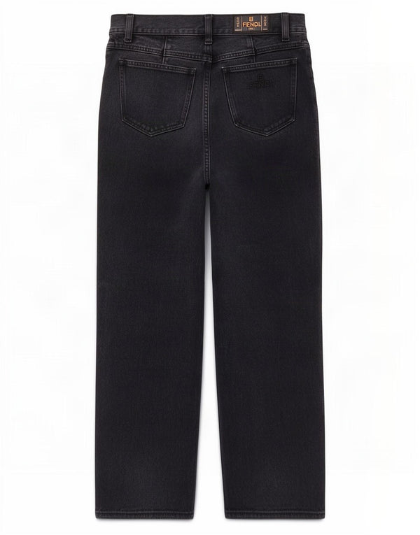 Fendi Womens High Waist Tapered Jeans W27 L25 Black Cotton
