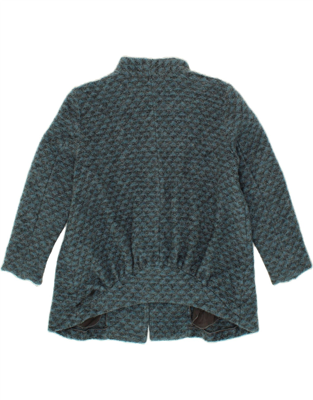 EMPORIO ARMANI Womens Overcoat IT 38 XS Blue Geometric Polyester Vintage Emporio Armani and Second-Hand Emporio Armani from Messina Hembry 