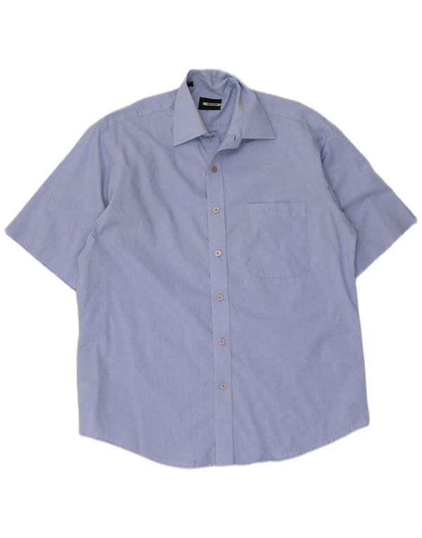 Pierre Cardin Camisa de manga corta para hombre Talla 39 15 1/2 Algodón azul medio