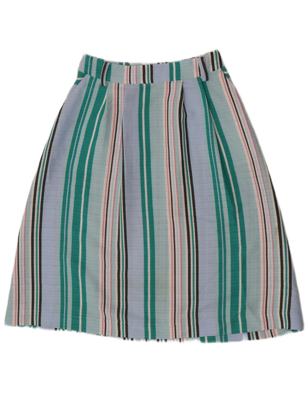 Oasis Falda Acampanada para Mujer UK 10 Small W27 Poliéster A Rayas Azul