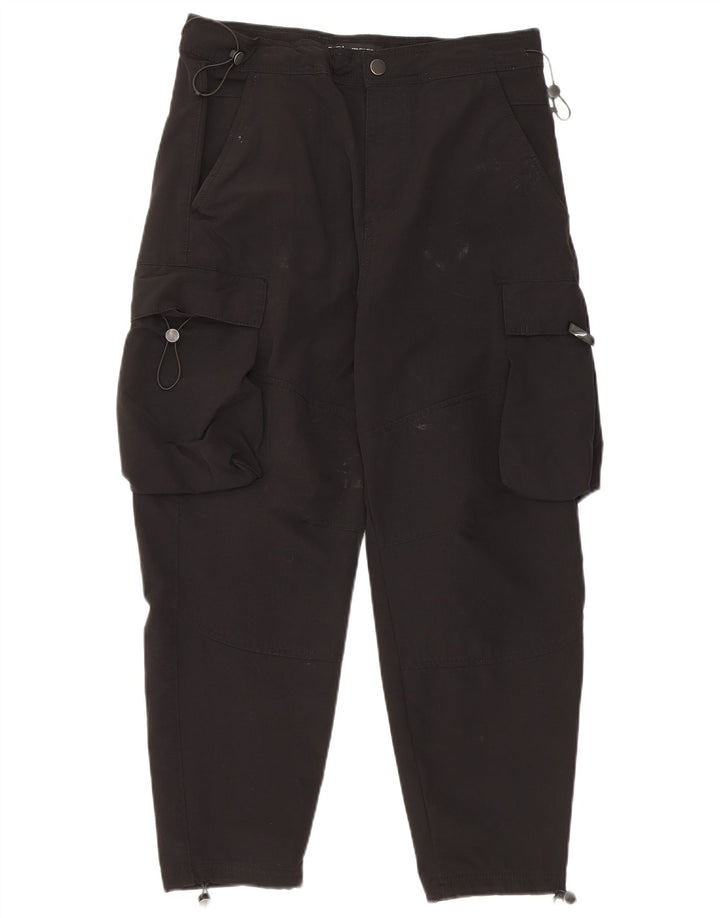 Zara Mens Crop Tapered Cargo Pantalones Medianos W32 L24 Negro