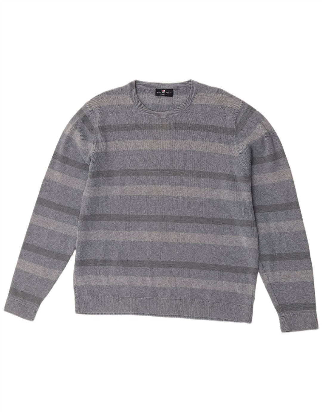 Marks & Spencer - Jersey de cuello redondo para hombre, talla grande, algodón a rayas azules