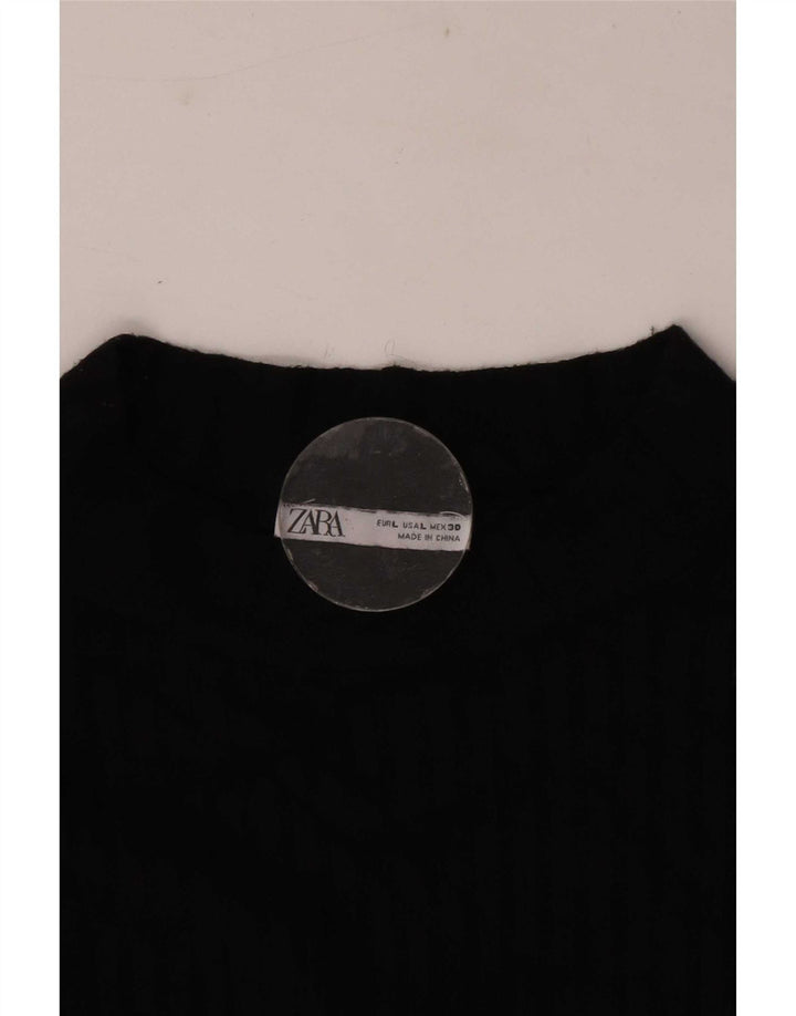 Zara Mujer Top Manga Larga UK 44 Grande Negro