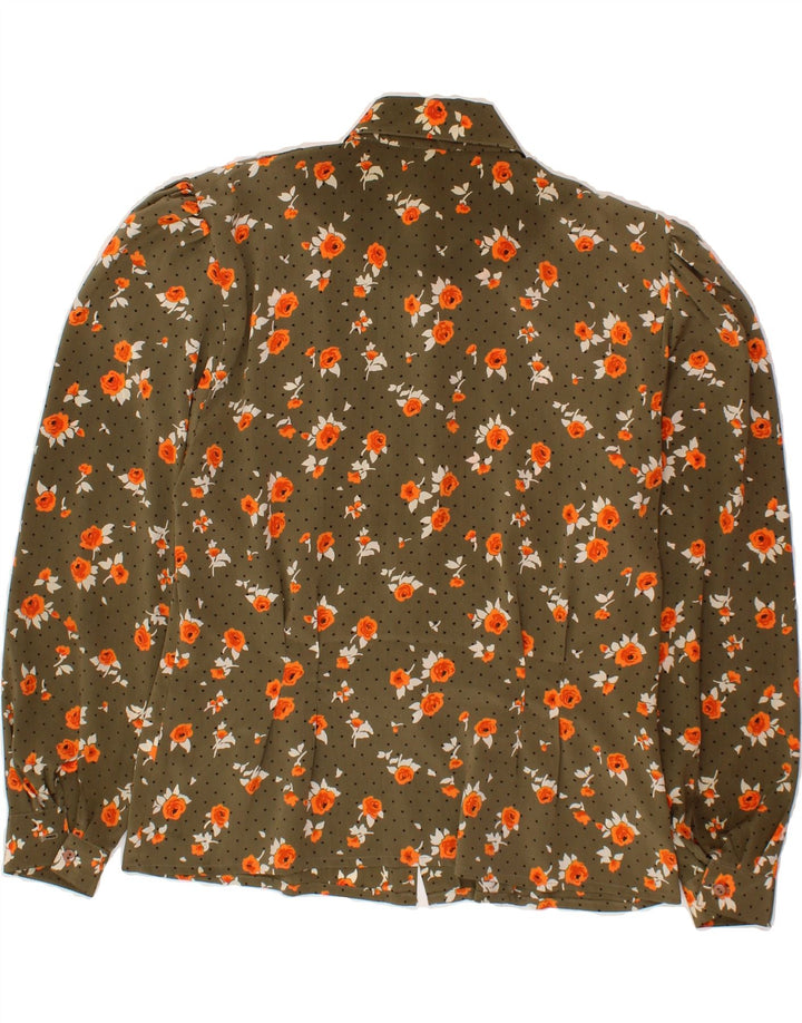 MICHEL AMBERS Womens 2 Piece Set UK 12 Medium Khaki Floral Polyester Vintage Michel Ambers and Second-Hand Michel Ambers from Messina Hembry 