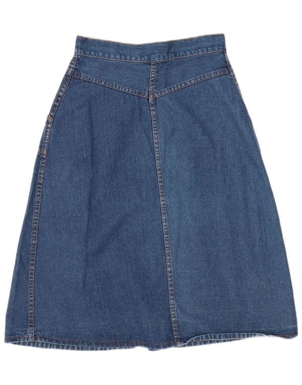 Vintage Mujer Maxi Denim A-Line Falda W28 Azul Medio