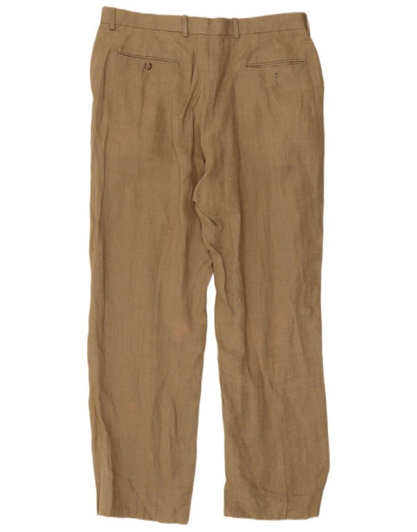 Marks & Spencer Pantalón chino recto para hombre W34 L31 Lino beige