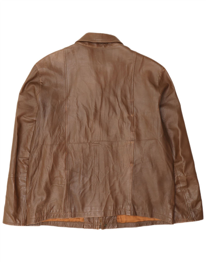 Michel Chaqueta de cuero para hombre IT 56 3XL Marrón