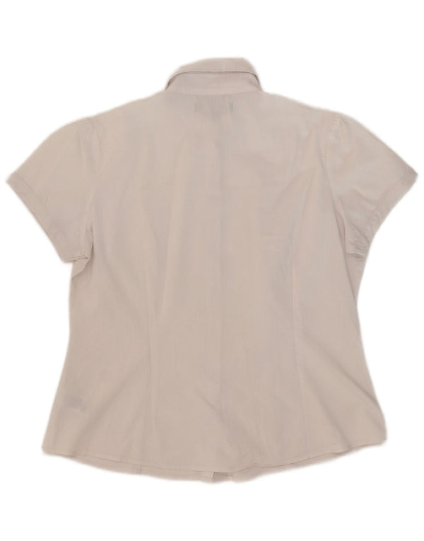 Marks & Spencer Camisa de manga corta para mujer UK 12 Medium White Cotton