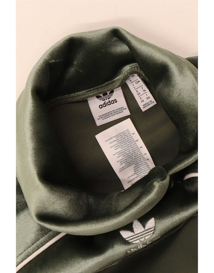 Adidas Top de terciopelo extragrande para mujer, manga 3/4, Reino Unido 8, poliéster verde pequeño