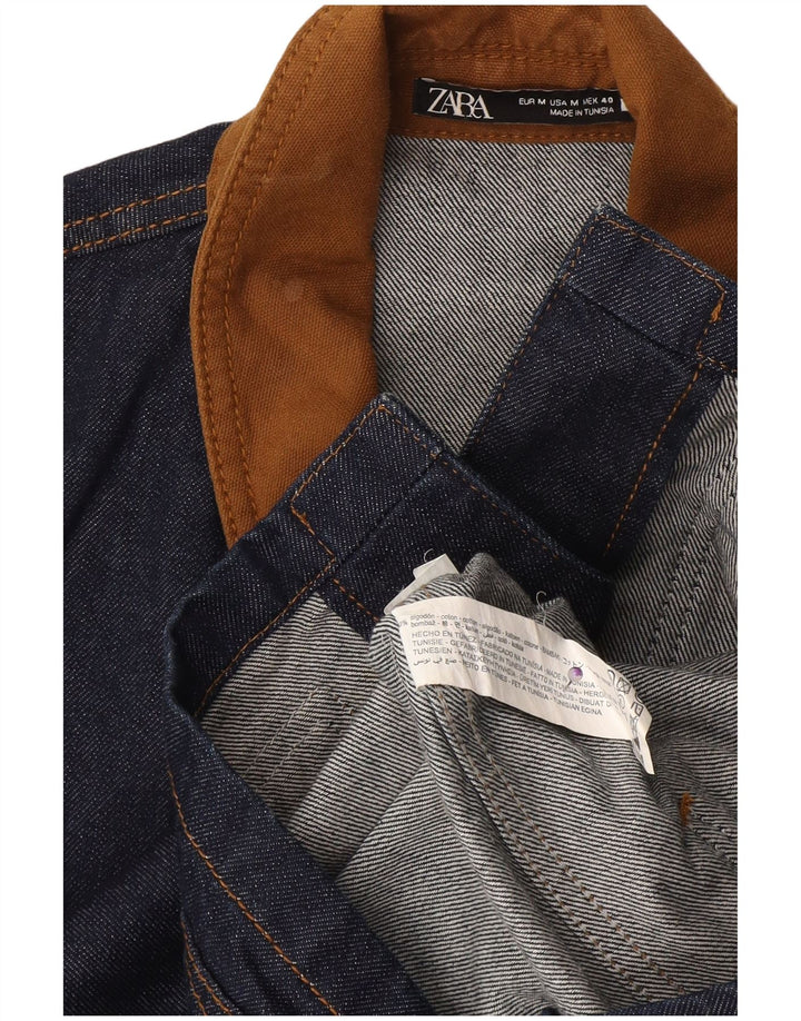 Zara Hombre Chaqueta Vaquera UK 38 Medium Azul Marino Algodón