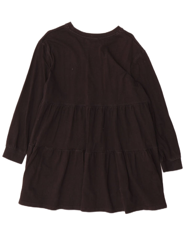 Zara Vestido Escalonado De Manga Larga para Mujer UK 44 Mediano Negro