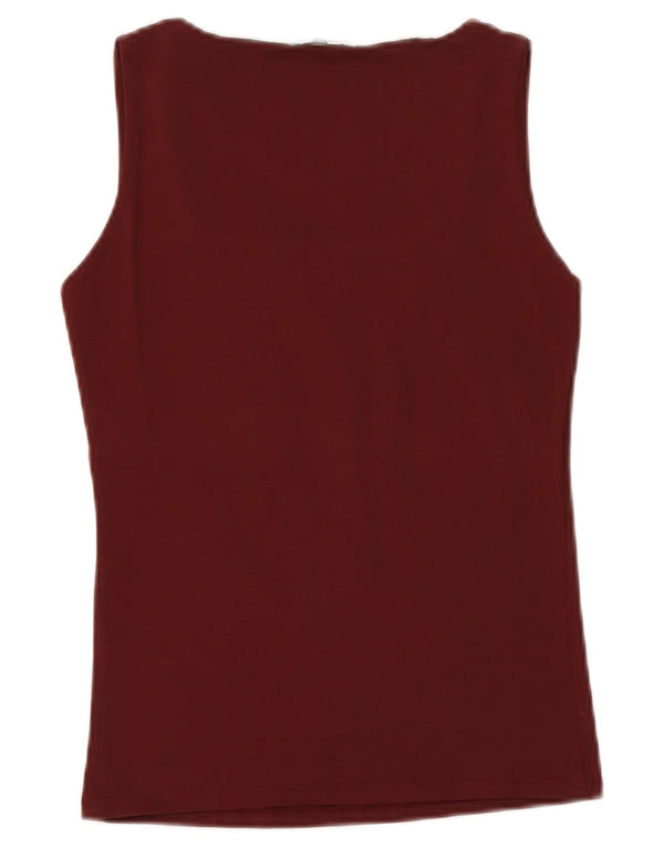 Zara Mujer Chaleco Top UK 12 Medium Borgoña