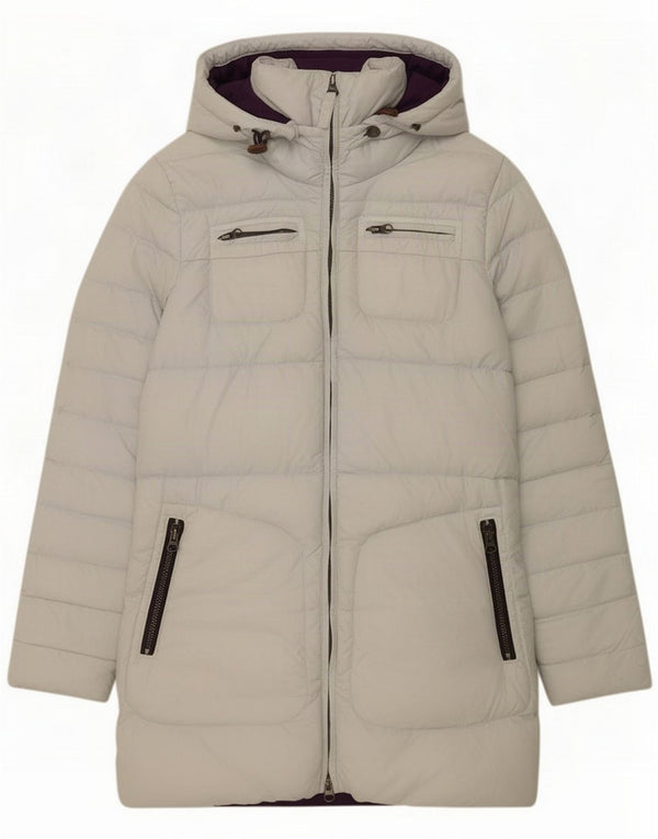 Think Pink Abrigo acolchado con capucha para mujer UK 40 Small Off White Poliamida