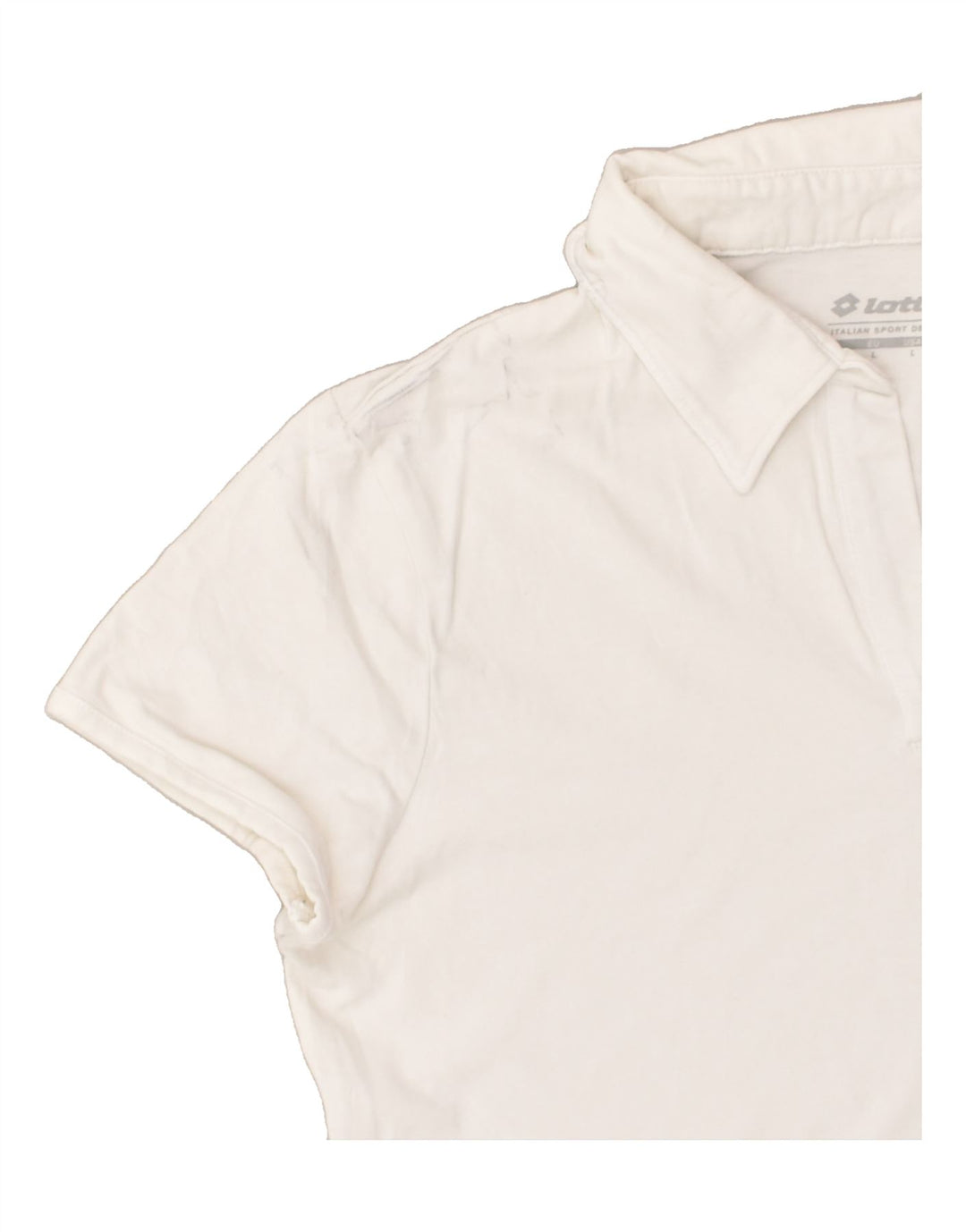 LOTTO Womens Polo Shirt UK 14 Large White Cotton | Vintage Lotto | Thrift | Second-Hand Lotto | Used Clothing | Messina Hembry 