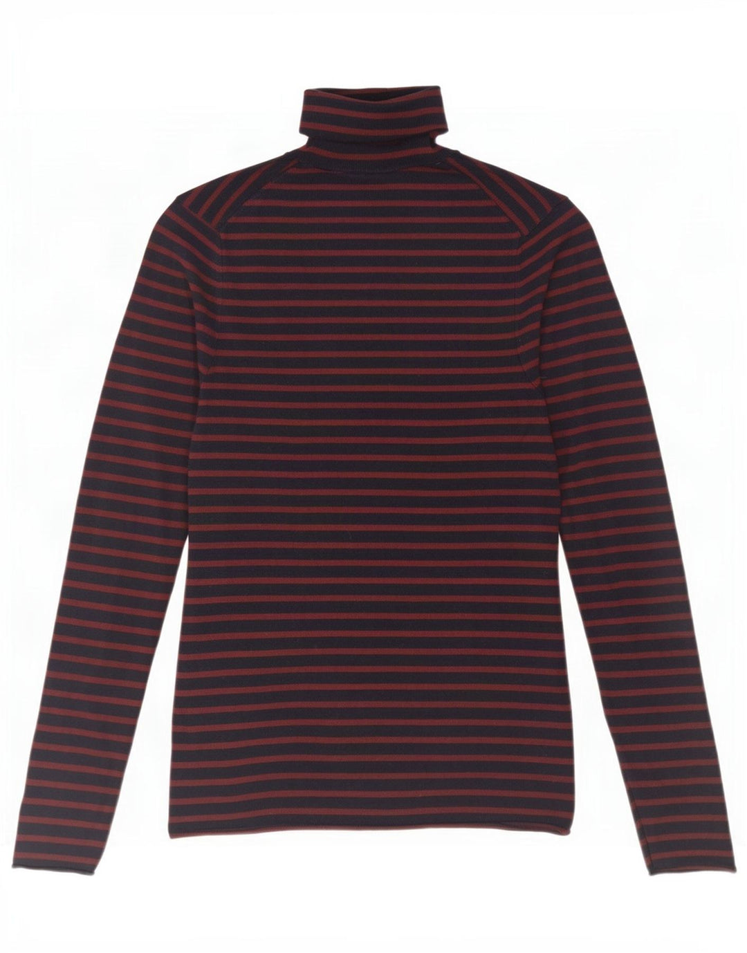 Zara Mujer Top Manga Larga UK 42 Medio Azul Marino Rayas Viscosa