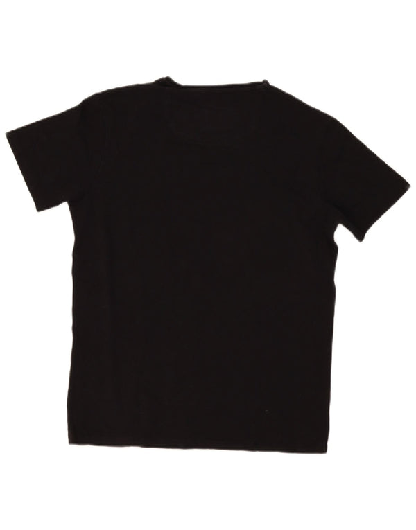 Massimo Dutti Hombre Camiseta Slim Fit Manga Corta Top Medium Negro