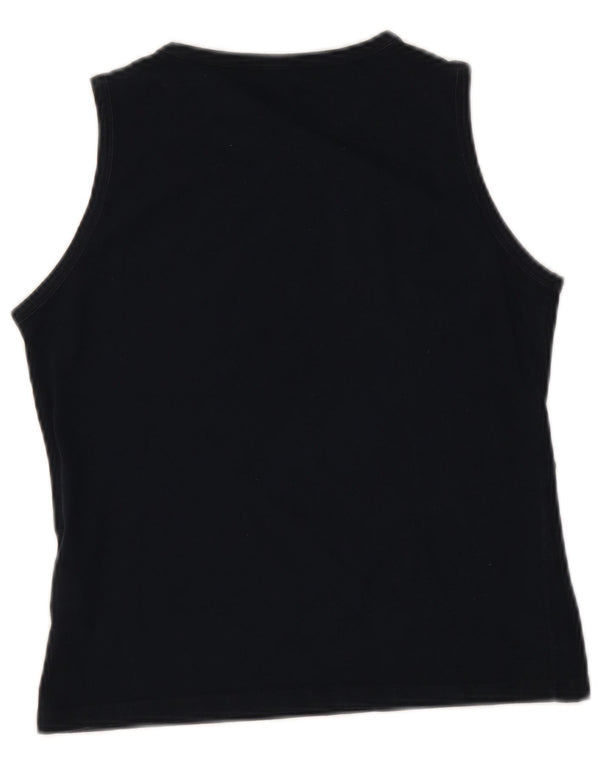 Fred Perry Top Corto Sin Mangas para Mujer UK 12 Mediano Algodón Negro