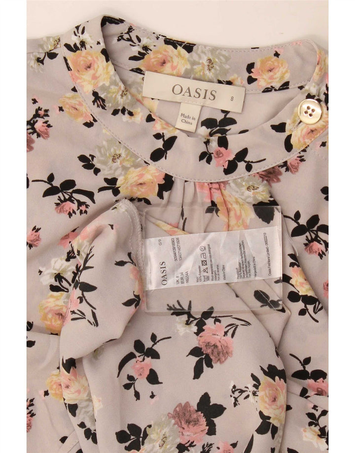 Oasis Blusa para mujer Top UK 8 Small Gris Floral Poliéster