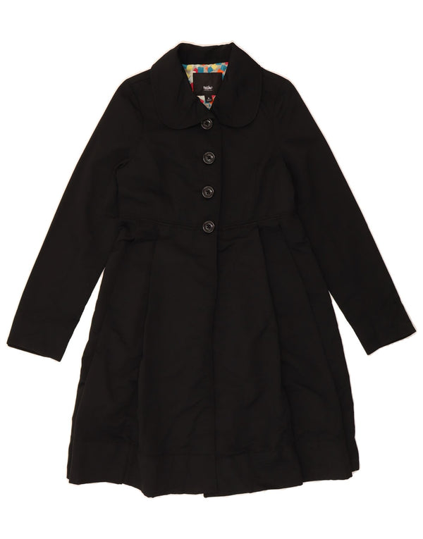 MOSSIMO Womens Trench Coat UK 10 Small Black Cotton