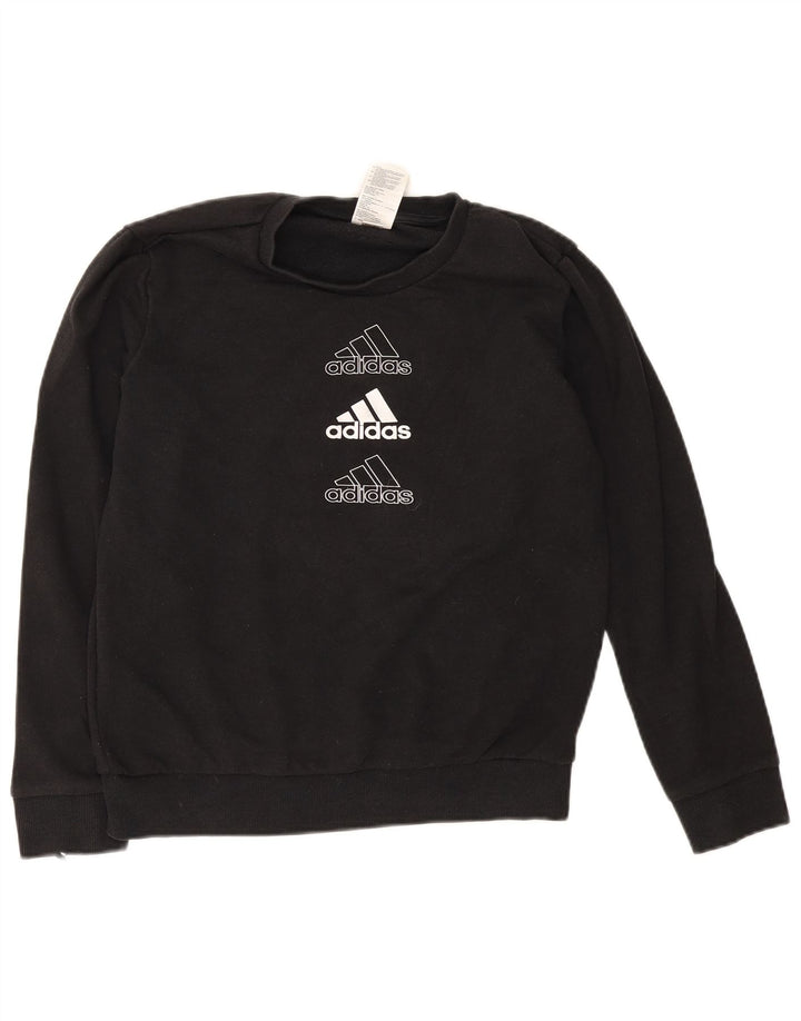 Adidas - Sudadera de gran tamaño con gráfico para mujer, talla 8/10, color negro